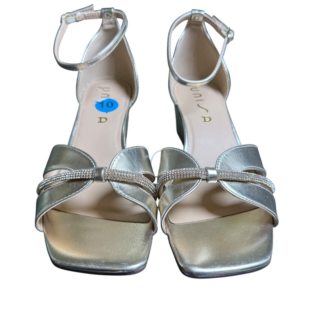 UNISA Gold Wedge Ankle Strap Sandals Rhinestone Embellished Size 10M New - Picture 2 of 12